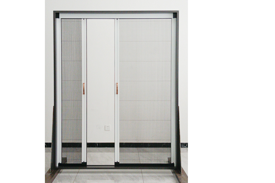 Double folding telescopic screen door