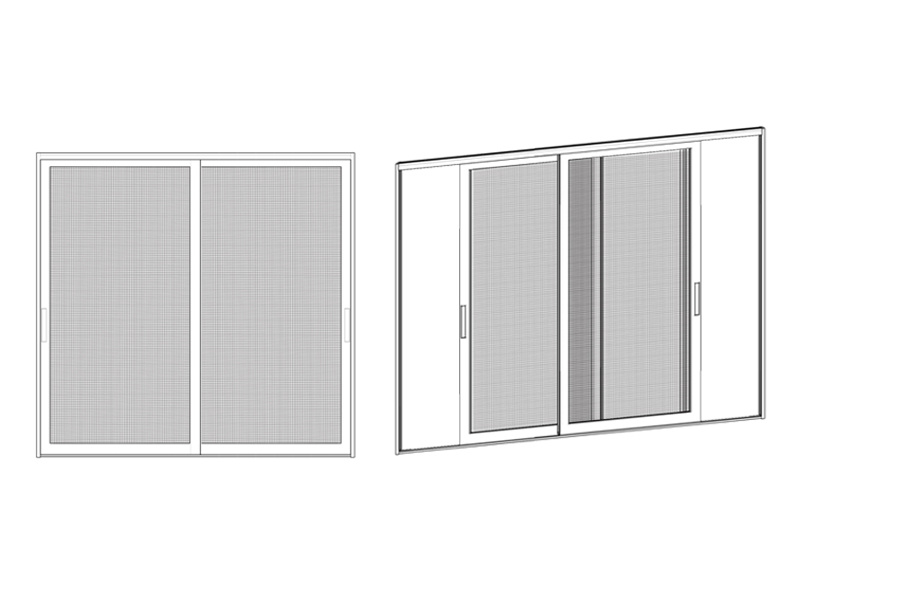 Double track sliding screen door