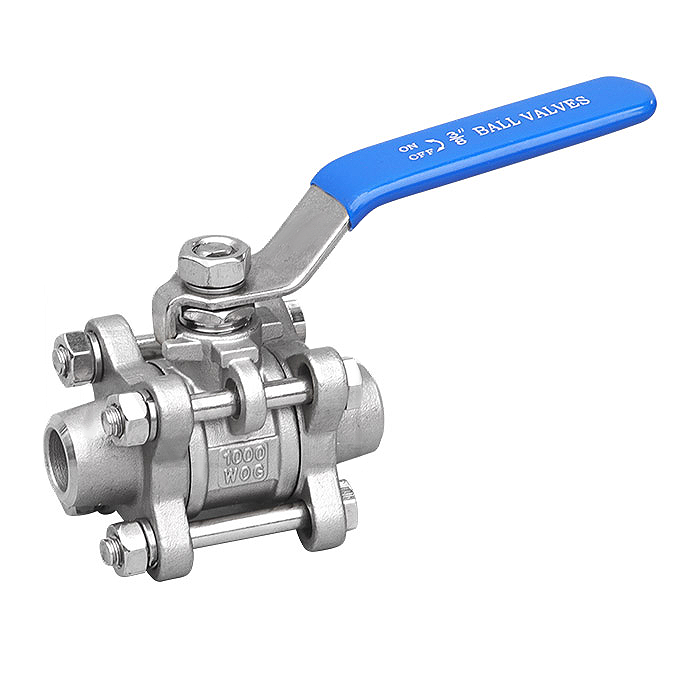 Three piece butt welded ball valve