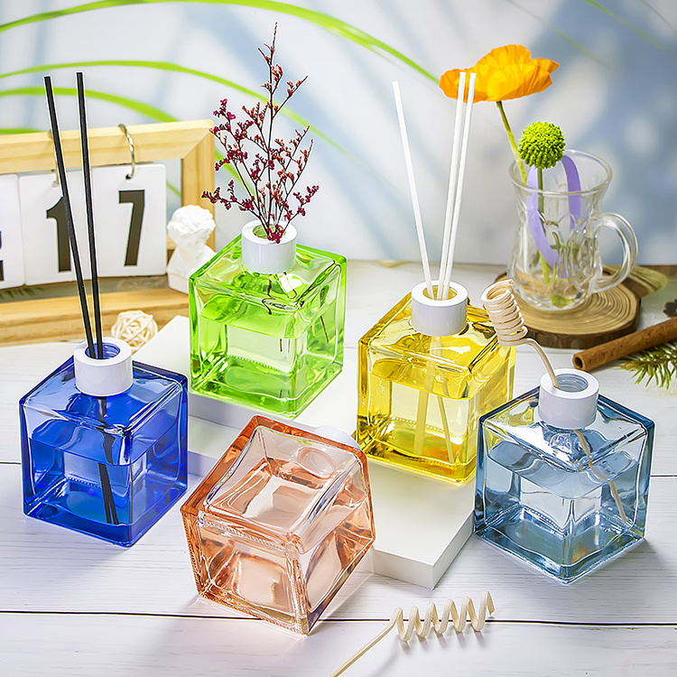 200ml square reed diffuser aroma glass bottle E24