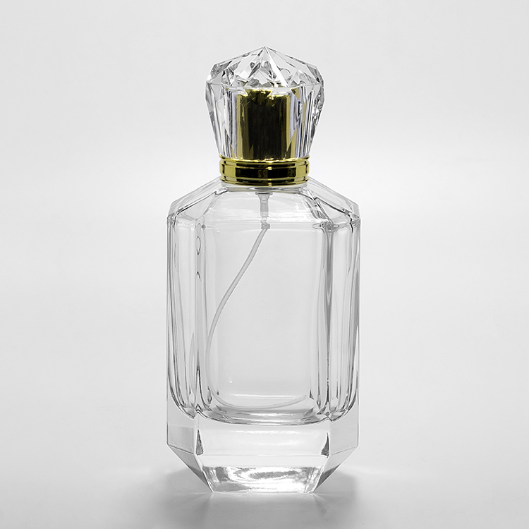 100ml polyhedron glass perfume bottle with sprayer lid JRP108