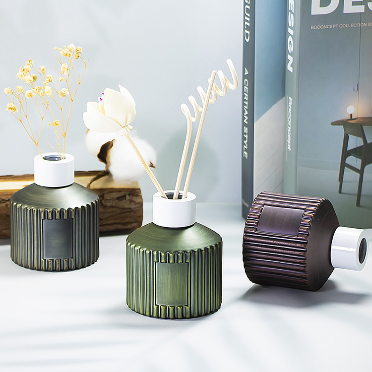 120ml screw neck with stripes reed aroma diffuser glass bottle JRF689