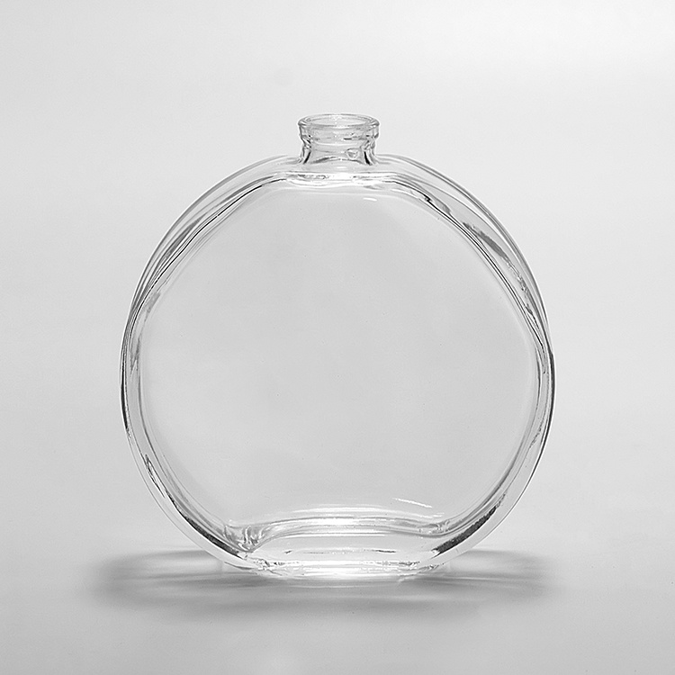 50 ml crimp neck 13 mm flat and round shape perfume glass bottle JRP002