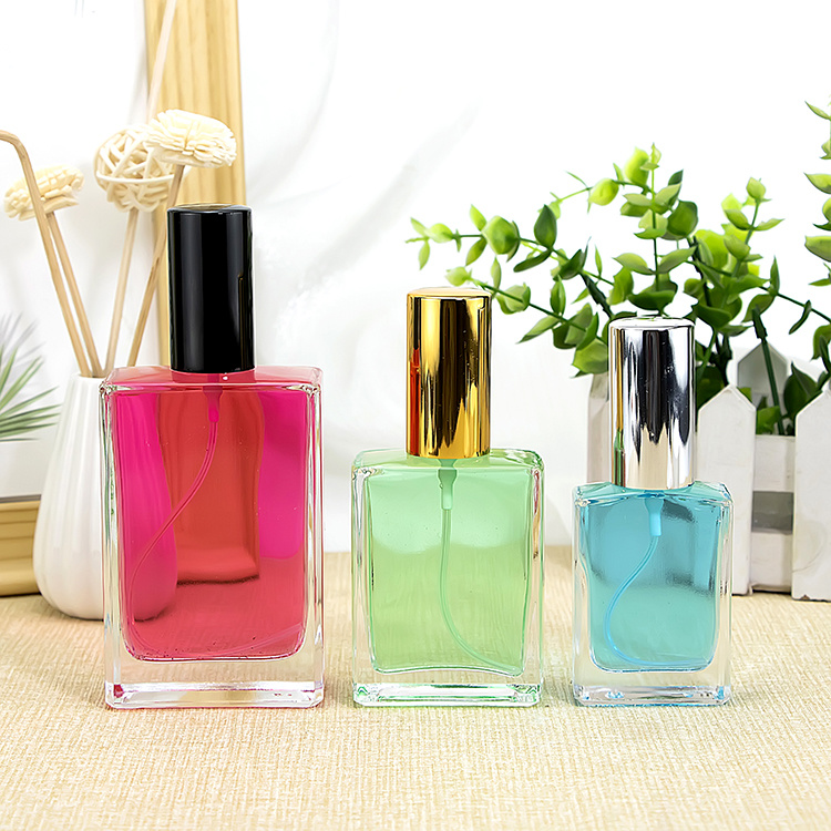 30ml screw neck 18mm flat square shape perfume glass bottle JRP004