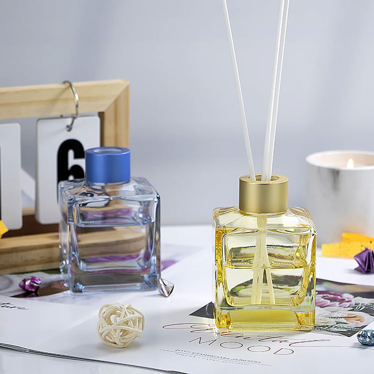 150ml square screw neck with stripes reed aroma diffuser glass bottle JR0015