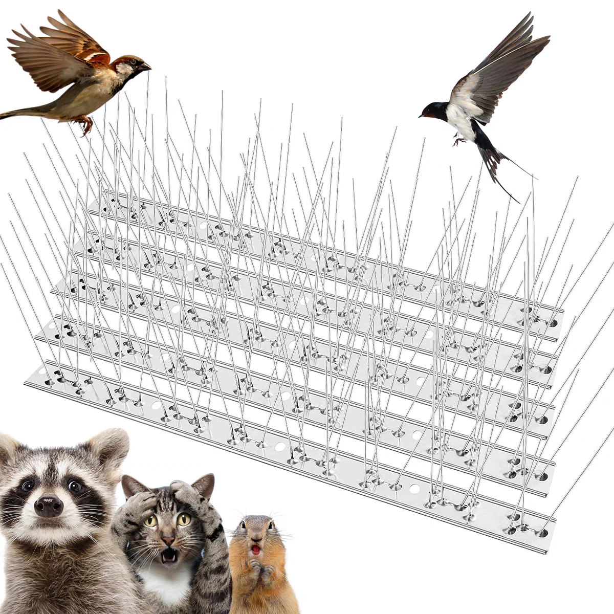 Bird Spikes, Stainless Steel Bird Spikes Metal Bird Spikes Fence Spikes Easy to Install