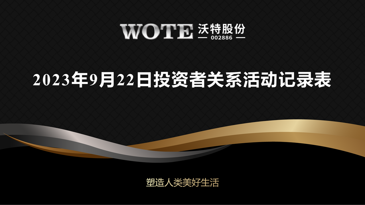 2023年9月22日投资者关系活动记录表
