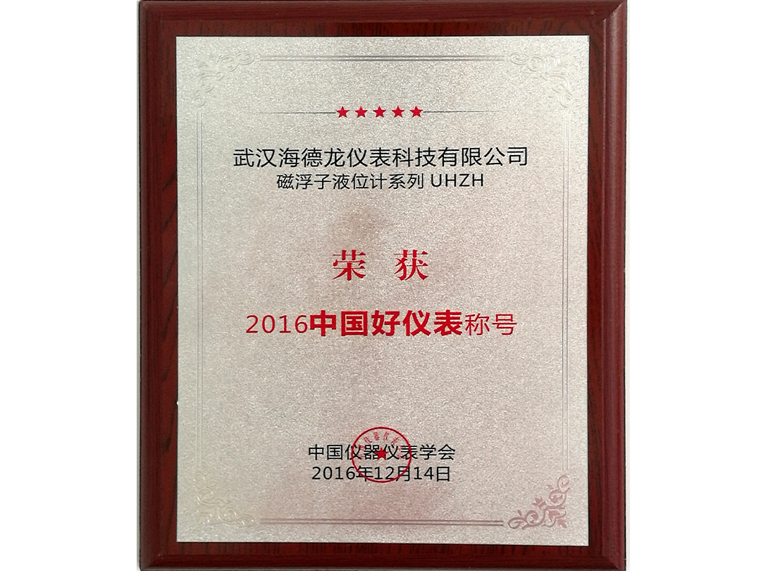 2016年中国好仪表称号