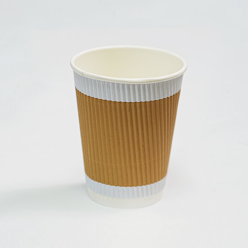 Wholesale disposable ripple wall paper coffee cup with lids