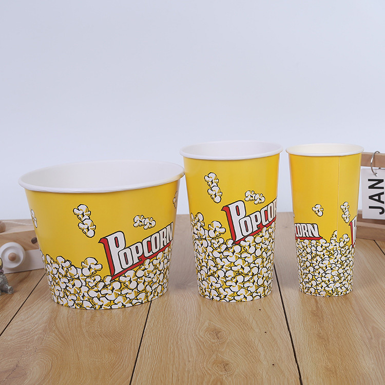 Disposable customized logo fast food packaging round paper bucket