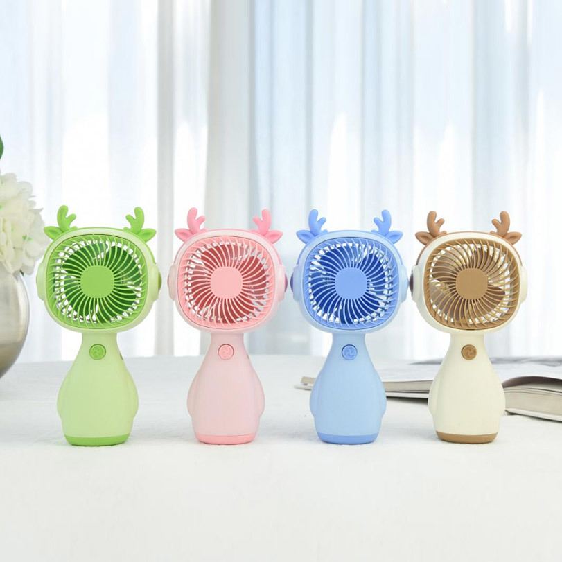 Cartoon deer with base handheld fan (4 colors)