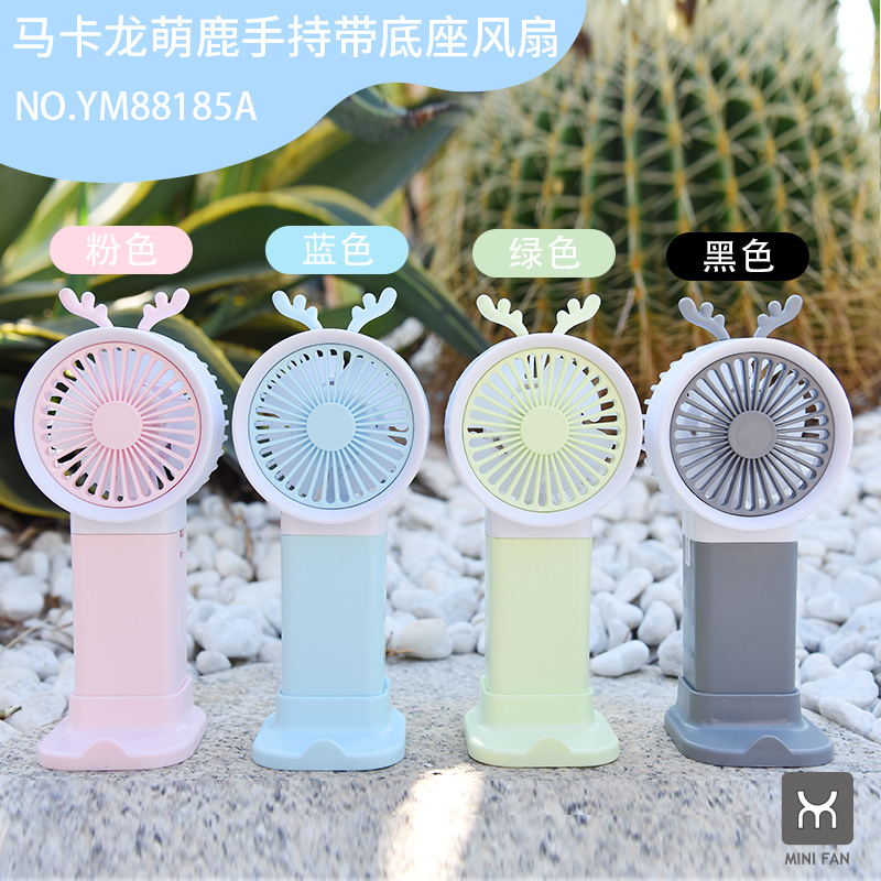 Macaron adorable deer handheld with base fan (4 colors)