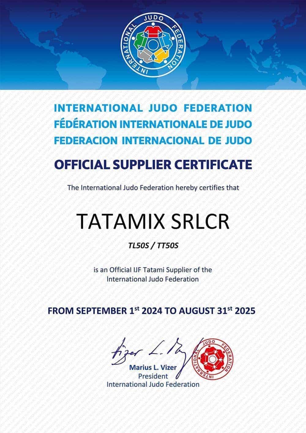 IJF Tatami supplier certificate 2024 Tatamix IJF Tatami supplier certificate 2024 Tatamix