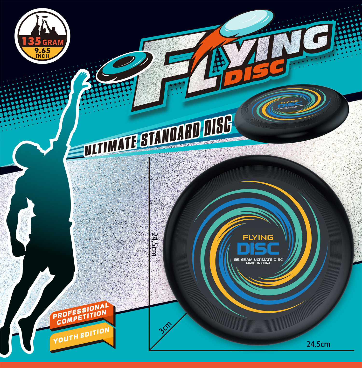 9888-25C UV24CM FRISBEE (BLACK)