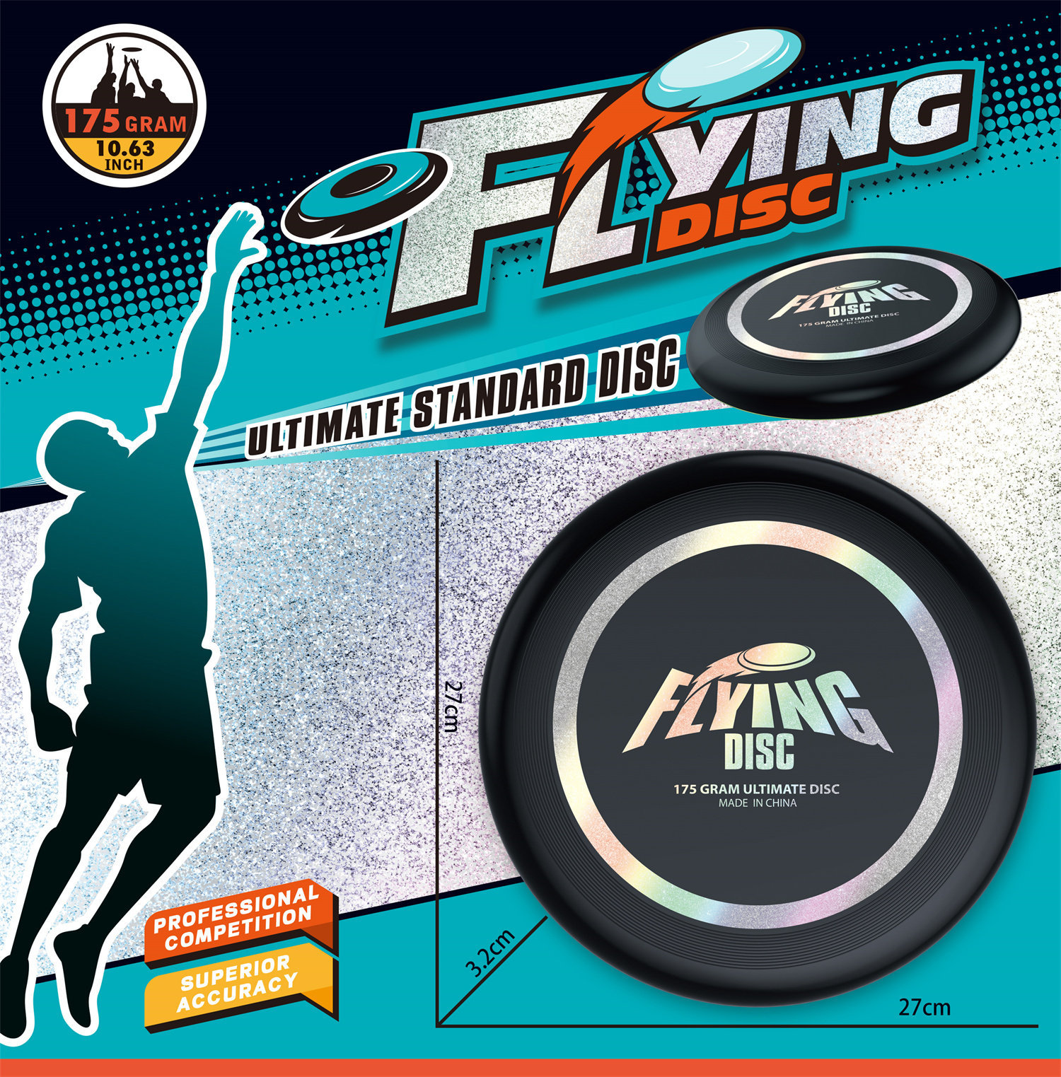 9888-24C HOT STAMPING 27CM FRISBEE (BLACK)