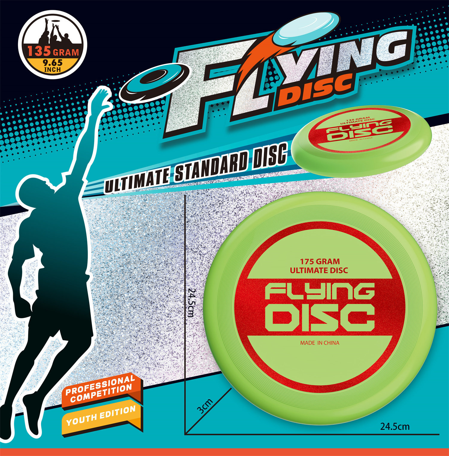 9888-27B Foil stamping 24CM frisbee (green)