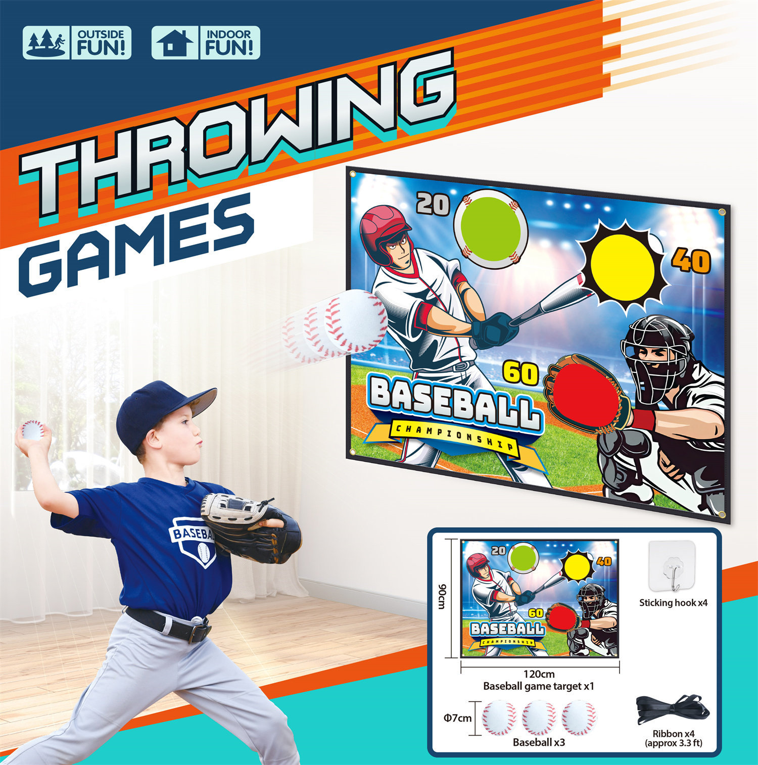 7888-17 TISSU BASEBALL 120*90CM