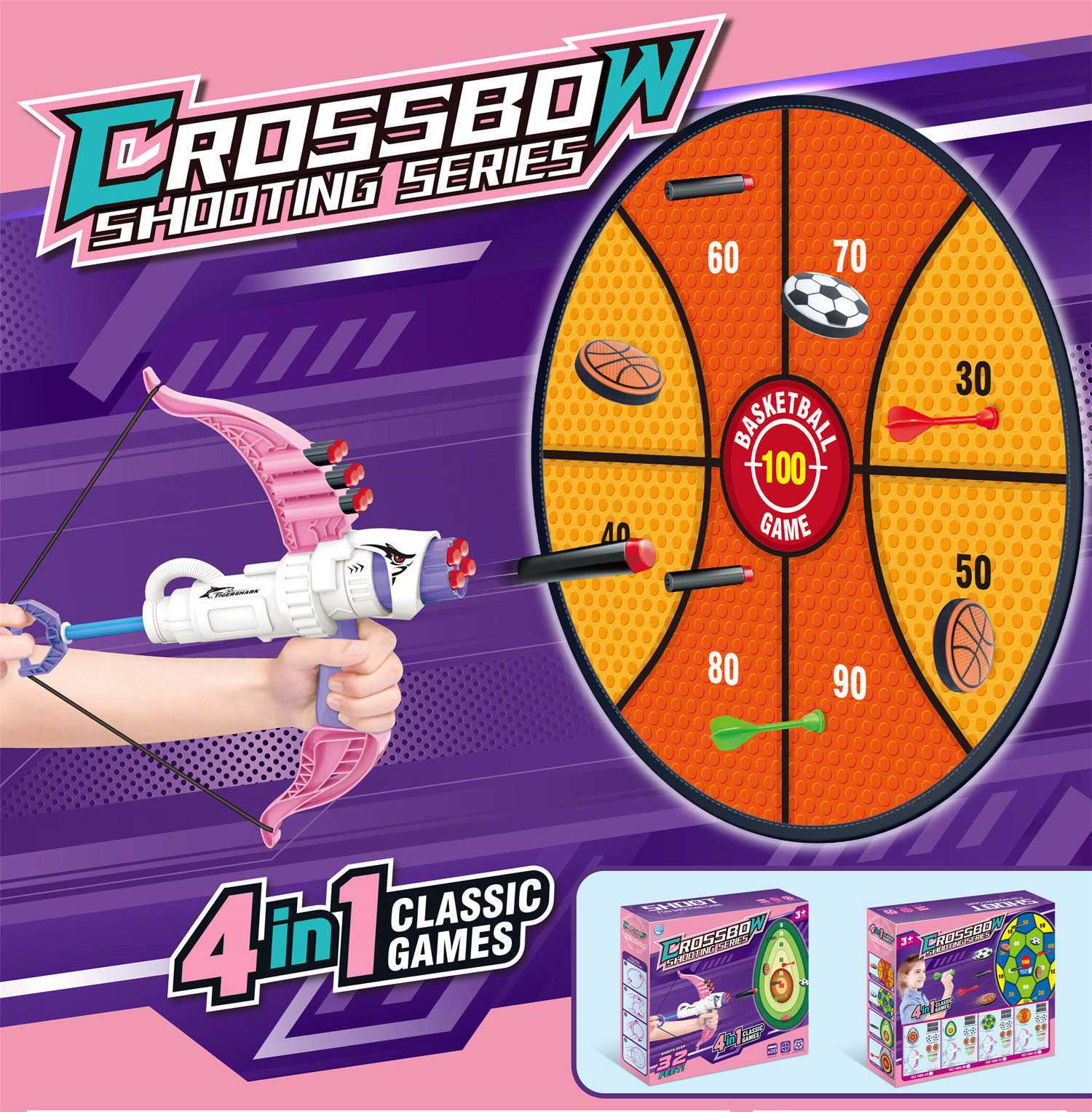 1666-3D Crossbow Basketball Target (Pink)