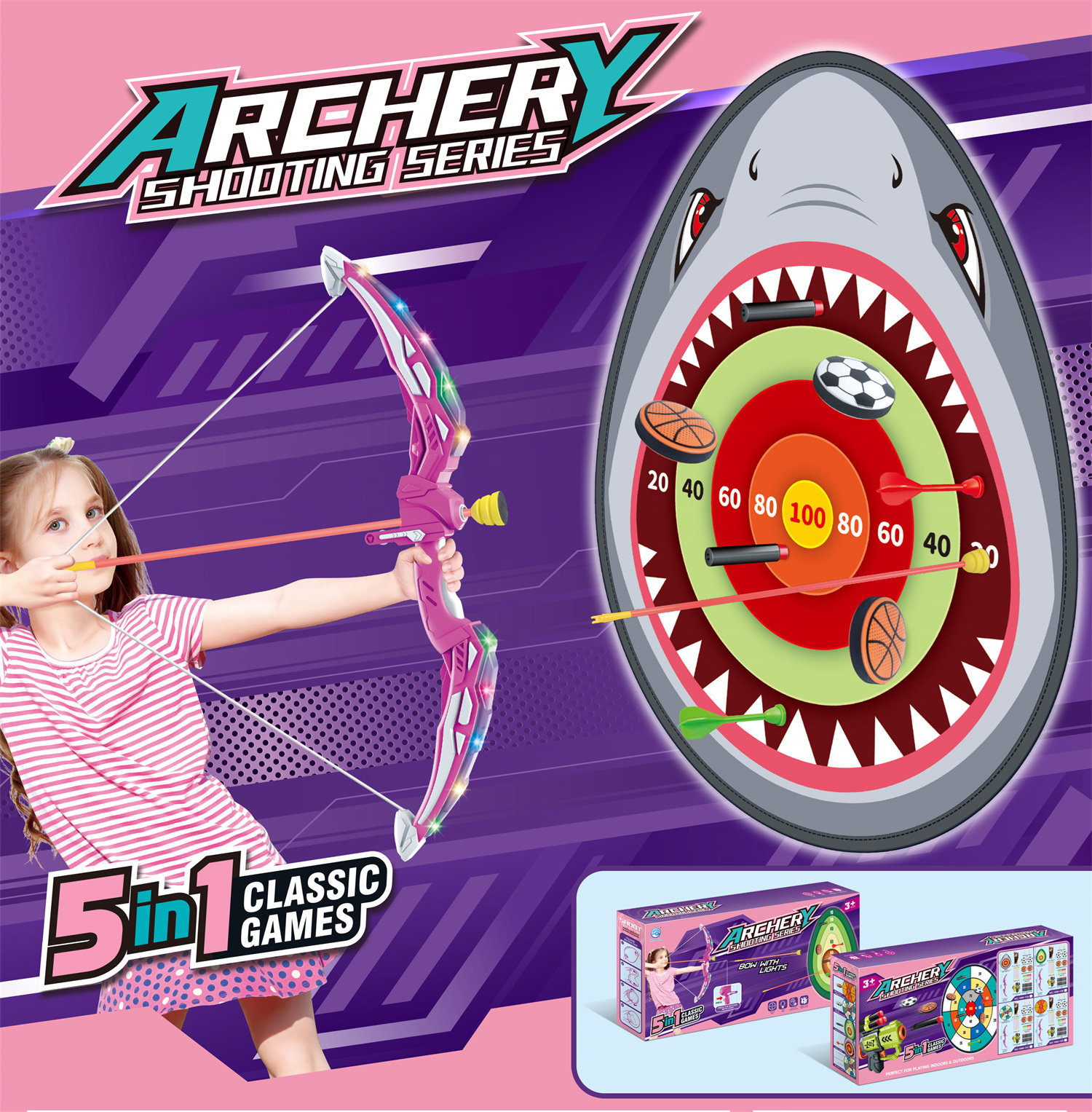 1666-13A Light Bow And Arrow Shark Target
(Pink)