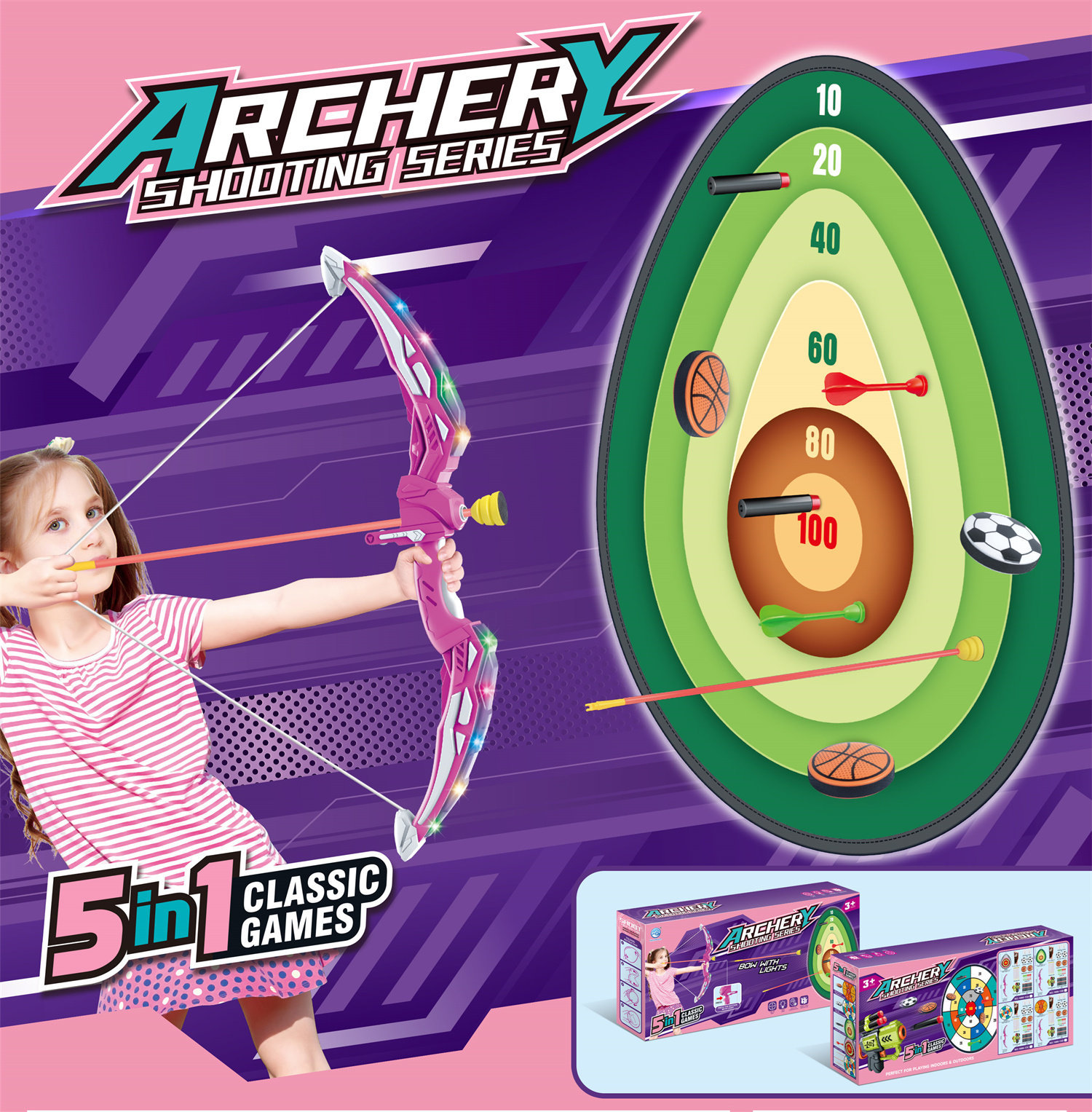 1666-13B Light Bow And Arrow Avocado Target
(Pink)