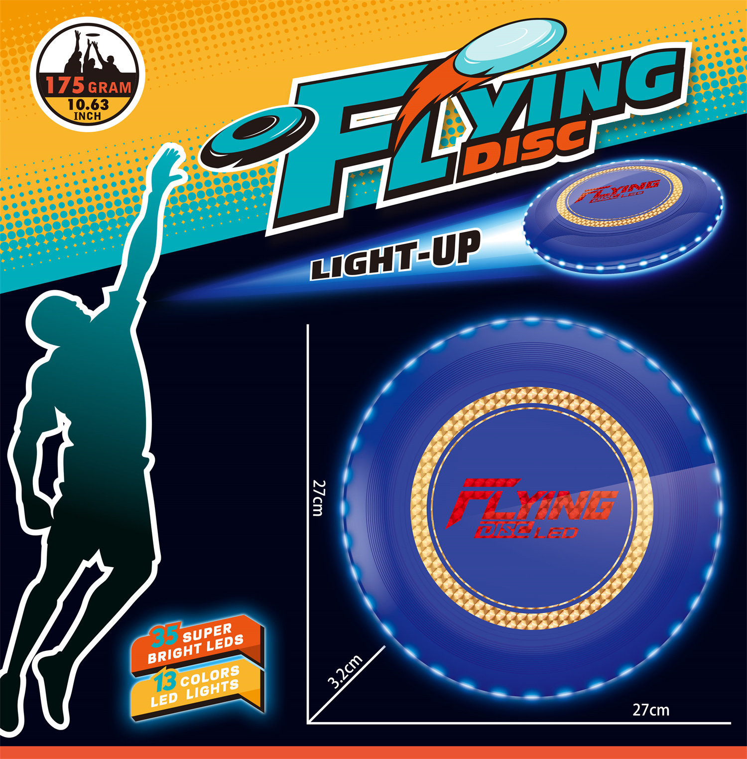 9888-33B Frisbee luminoso Foil 27CM (azul)