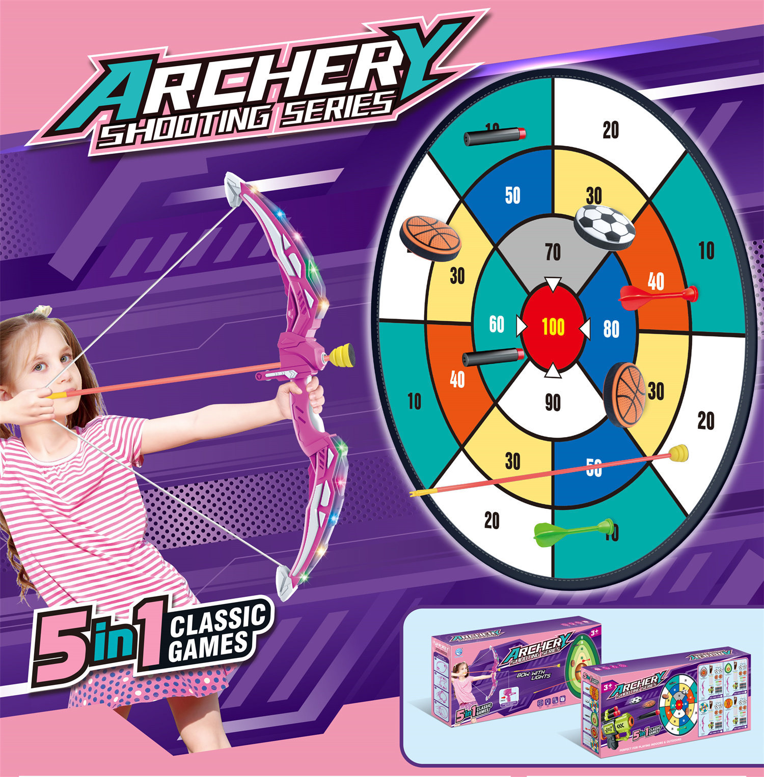 1666-13C Light Bow And Arrow Digital Target
(Pink)