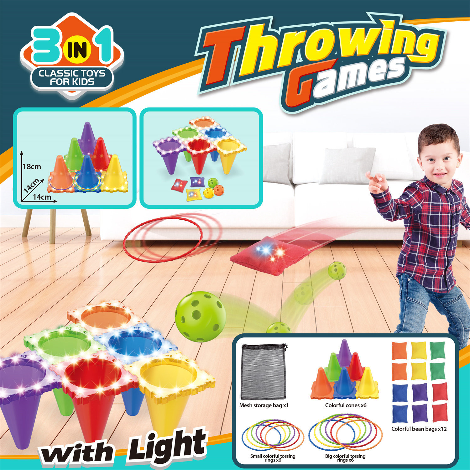 2888-16B Six-color glowing ice cream cone