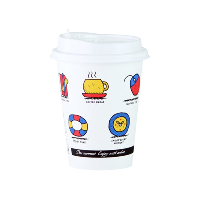 Custom Disposable Single Wall Paper Cup for Hot Cold Drinks 8oz/12oz/16oz/20oz PE Coated Coffee Cup with Lid