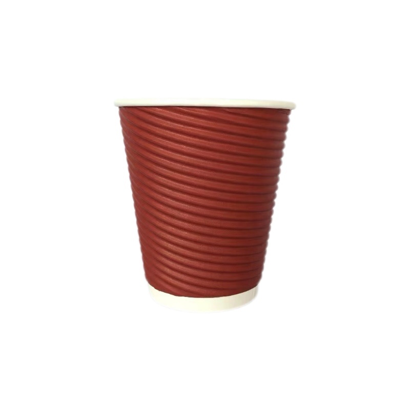 Factory Sale Disposable Custom Logo PLA PE Water-Based Coating Ripple Wall Paper Cup with Lid