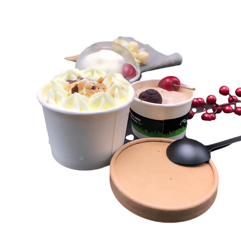 Food Grade Ice Cream Paper Cup Bowl Custom Printed Disposable Ice Cream Paper Bowl With Lid