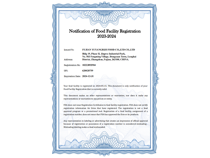 Food Certificate