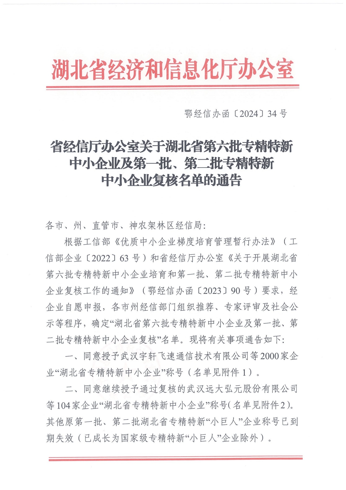Hubei Province Specialized and Sophisticated Small and Medium-sized Enterprises Hubei Province Specialized and Sophisticated Small and Medium-sized Enterprises
