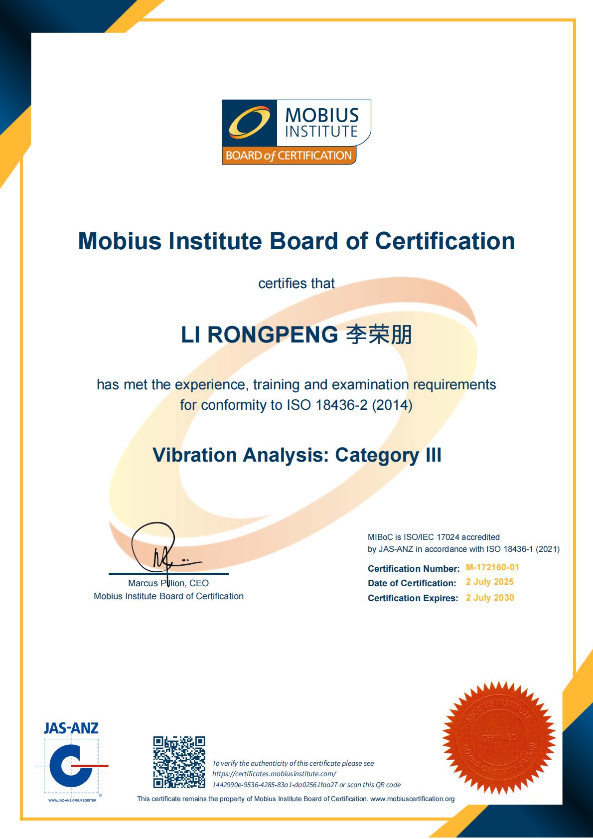 Li Rongpeng - Vibration Analyst Level 3 Li Rongpeng - Vibration Analyst Level 3