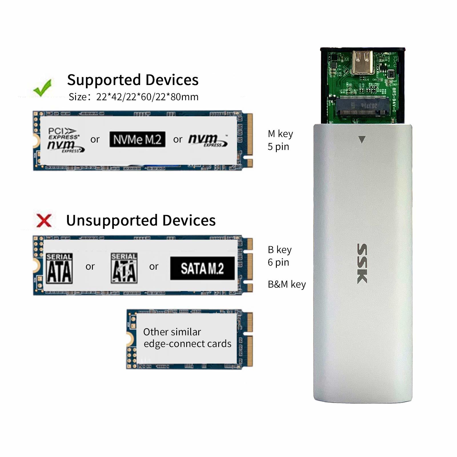 SSK Aluminum M.2 NVME SSD Enclosure-HE-C327