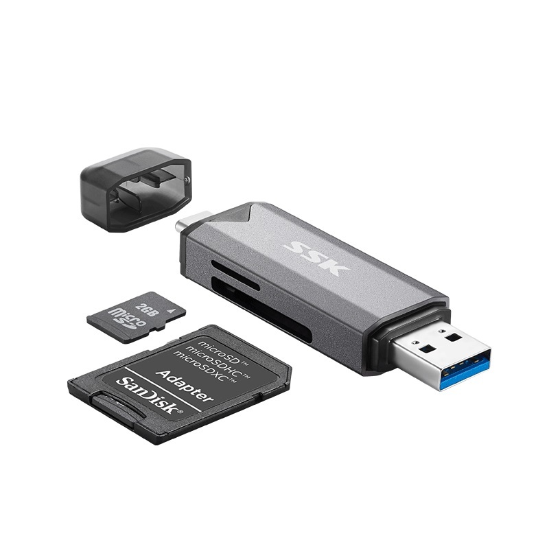 SSK  USB-A Type-C Dual Port SD/TF Card Reader - SCRM390