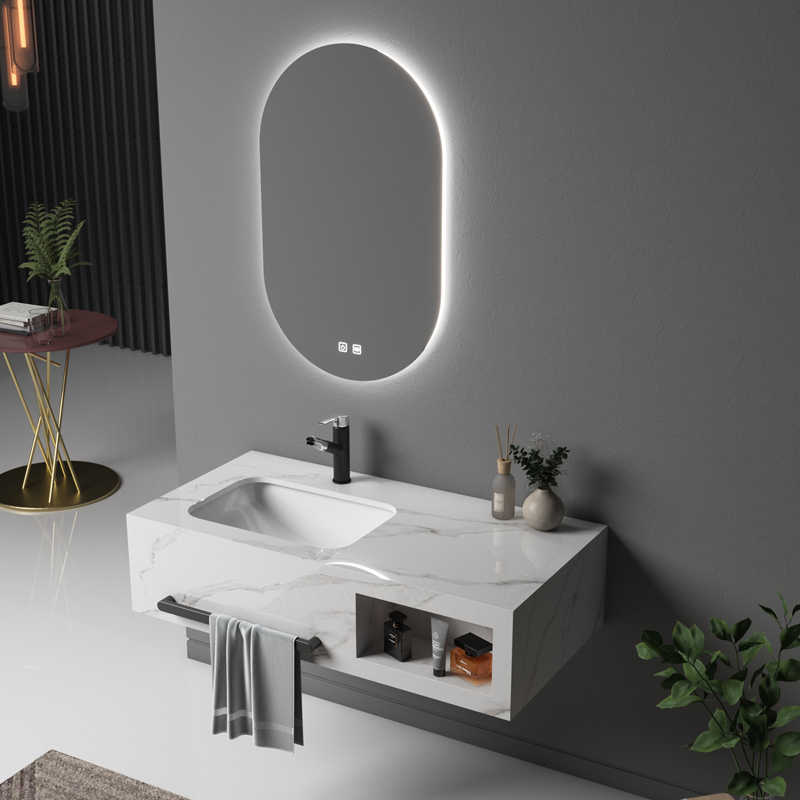 Conjunto de lavabo de baño con espejo y lavabo de estilo de lujo, venta al por mayor directa de fábrica moderna.