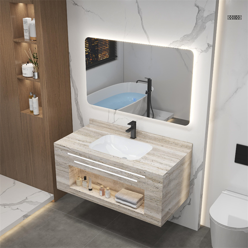 Factory Direct Sale Wall Mounted Multicolor Double Sink Slate Rock Basin Set For Bathroom