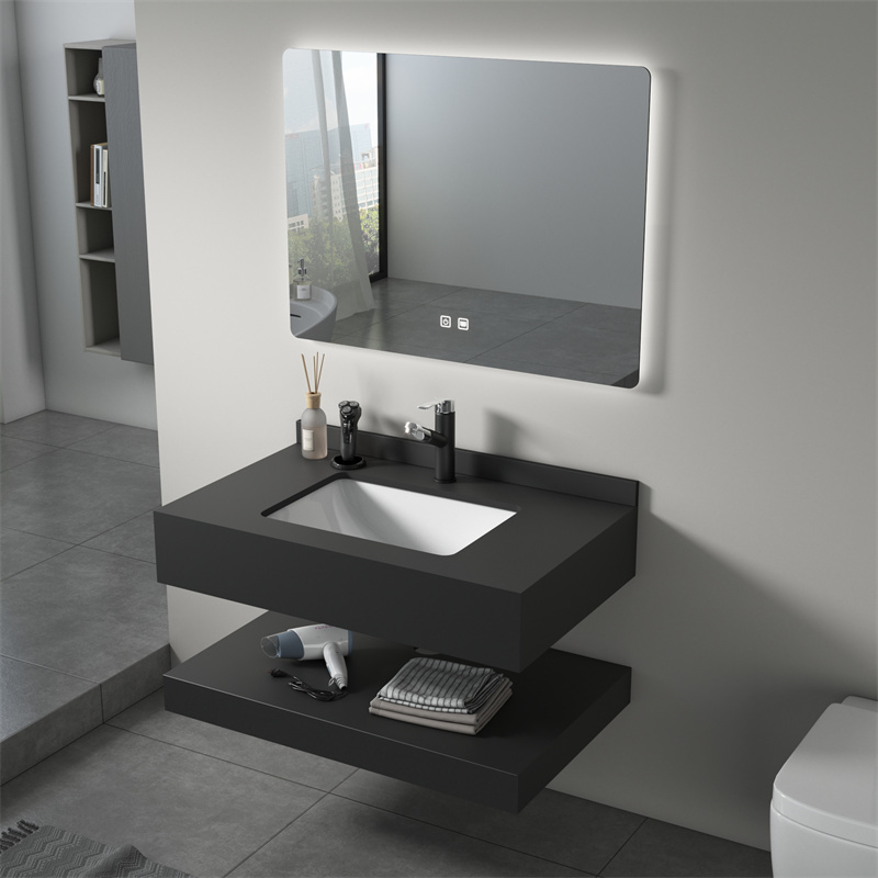 Espejo doble de baño, gabinete, lavabo, diseño simple, lavabo de lujo, lavabo de piedra, artículos sanitarios de baño, lavabo de pizarra.