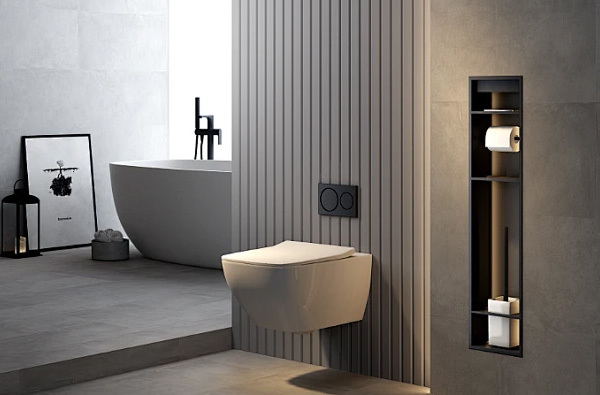 Introducing the round corner slate stone cabinet - a stylish and modern addition to any home.