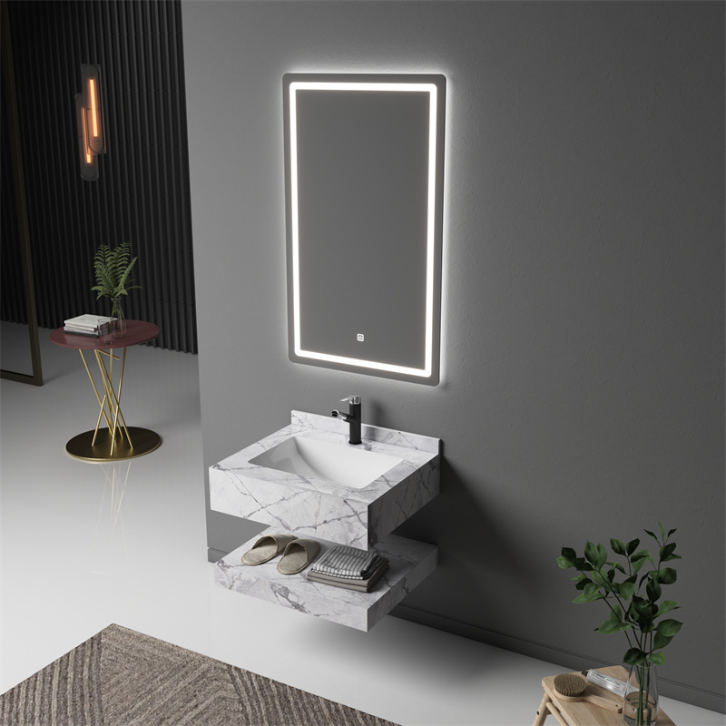 Conjunto de lavabo de baño con espejo y lavabo de estilo de lujo, venta al por mayor directa de fábrica moderna.