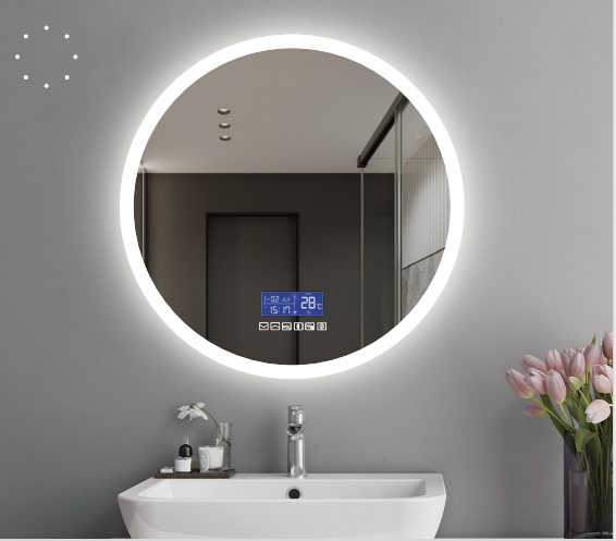 Intelligent Wall Mounted Round Shaped LED Smart Home Mirrored Glass Decoration Furniture Bathroom Mirror