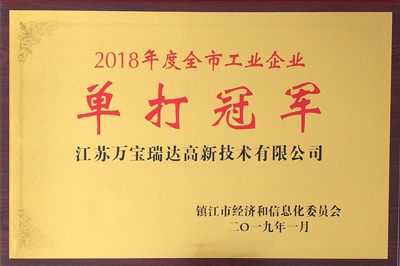 2018年度全市工业企业单打冠军