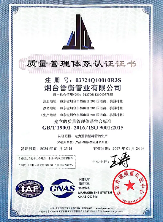 Quality Management System Certificate