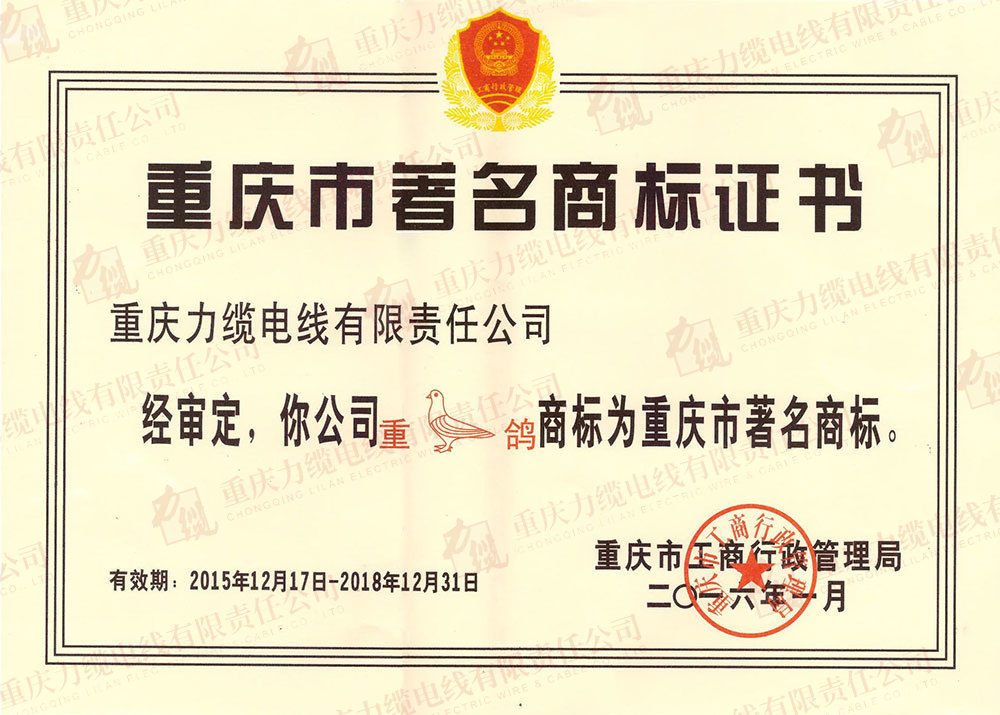 著名商標證書