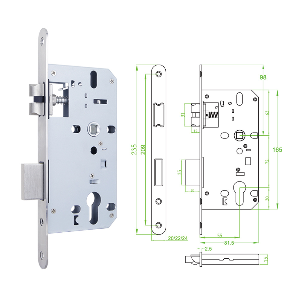 K5572 European Standard Silent Lock Body/Rounded Corner
