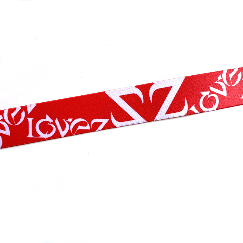 OEM High Quality 50mm White Elastic Webbing Dye Sublimation Printed Logo Polyester Elastic Tape for Underwear