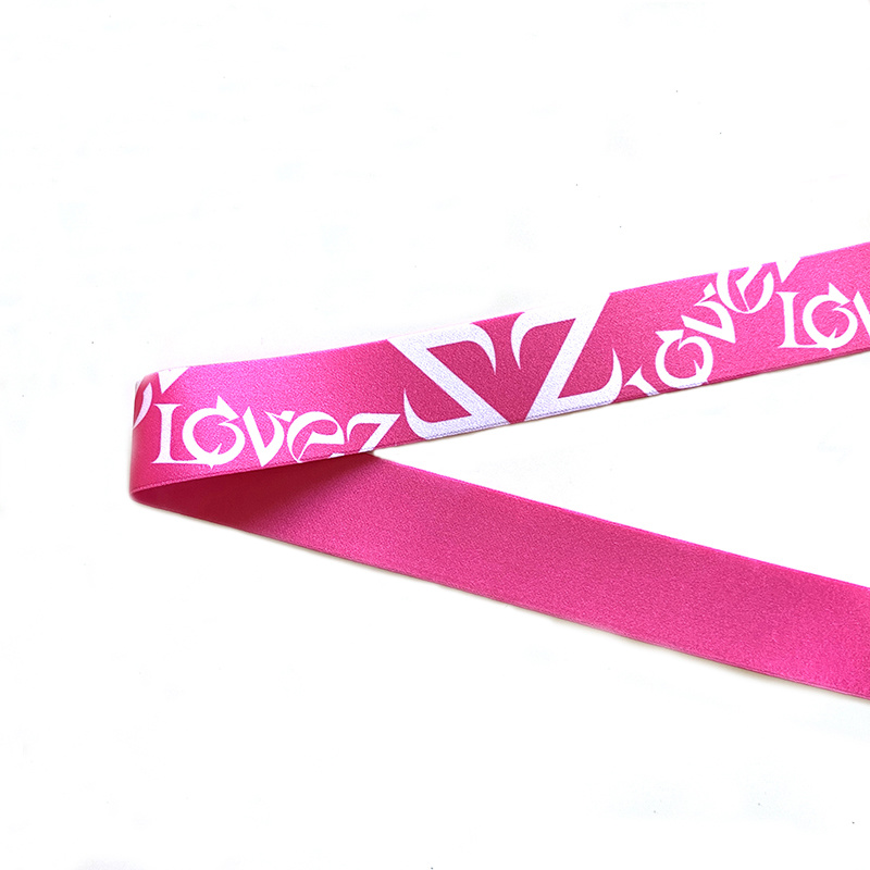 Cheap Soft 2/3 Inches Pink Elastic Webbing Single Side Printed Polyester Elastic Band of Garment Accessories for Apparel