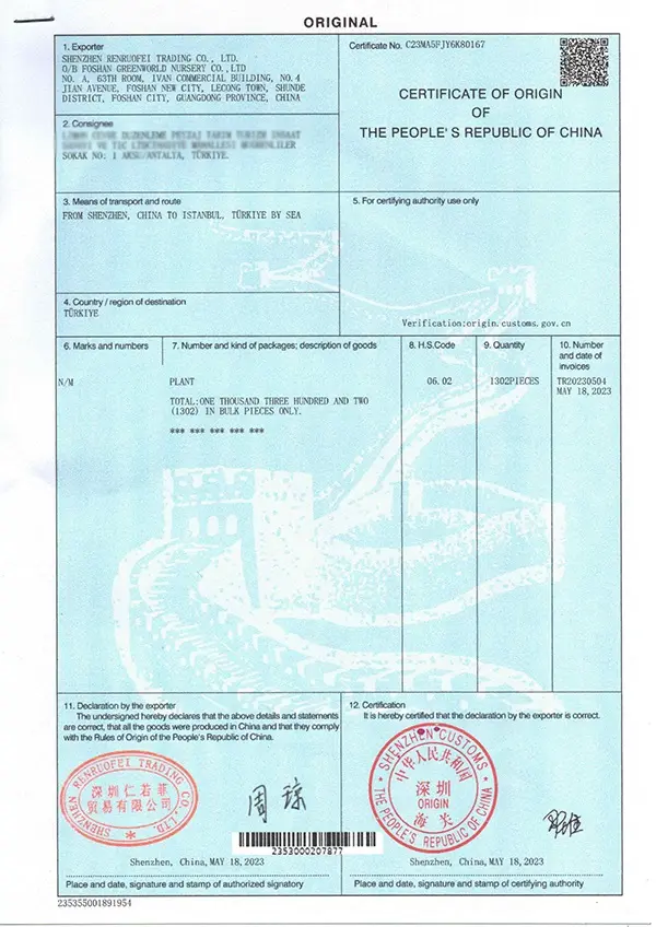 Certificate of Origin Certificate of Origin