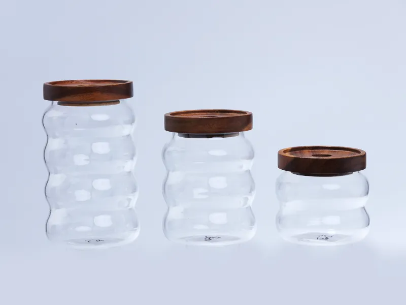 High borosilicate glass storage tank(Acacia wood cover)