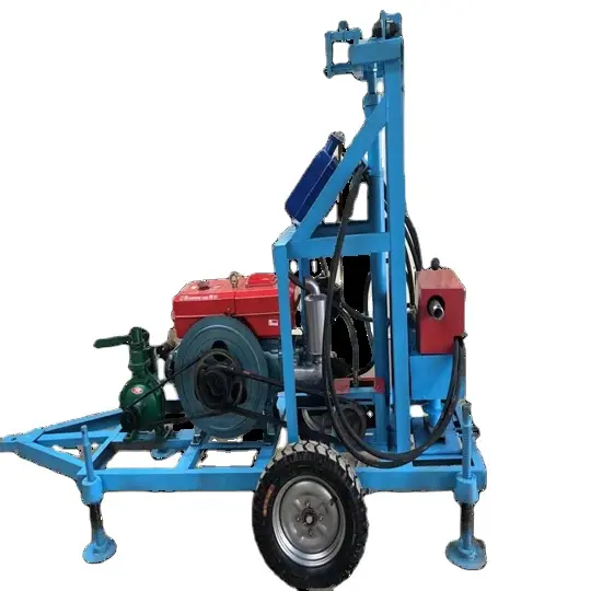China 25HP 150m Household Farm Portable Wheeled Diesel Hydraulic Water Well Drilling rig Fast delivery